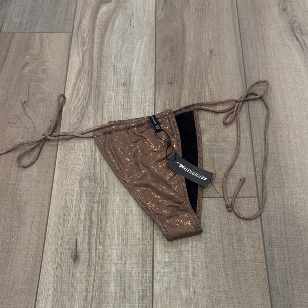 PrettyLittleThing Bronze Shimmer Bikini Bottom